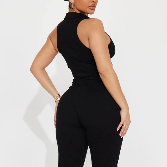 Black Ribbed Jumpsuit FASHION NOVA - Picture 3 of 10